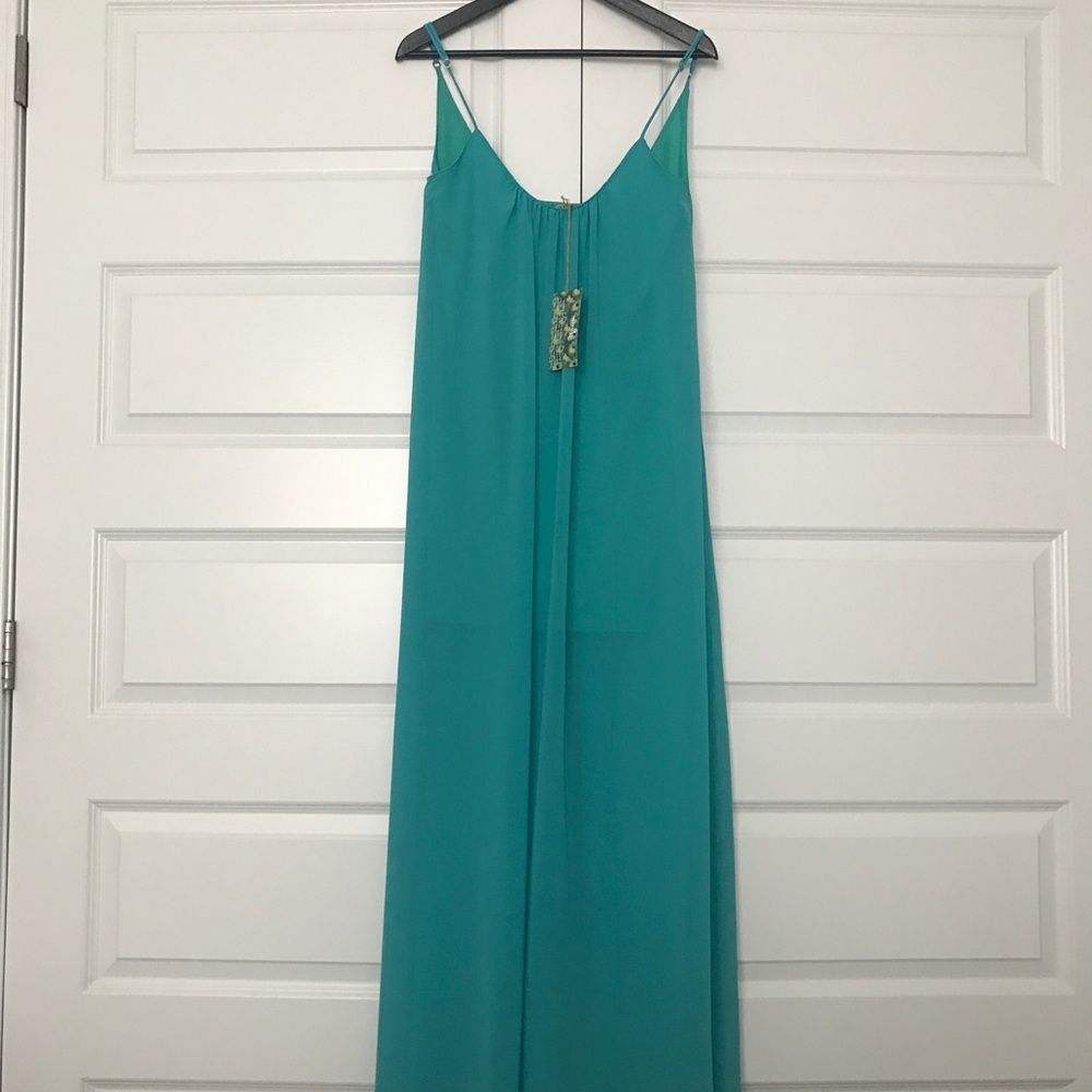 🤠SOLD🤠Show me your mumu trapeze maxi small turquoise EUC